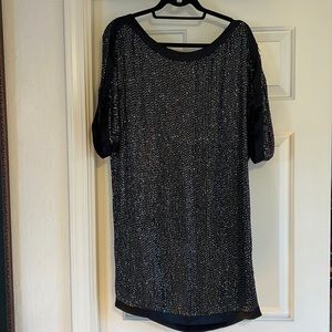 DVF black sequin dress